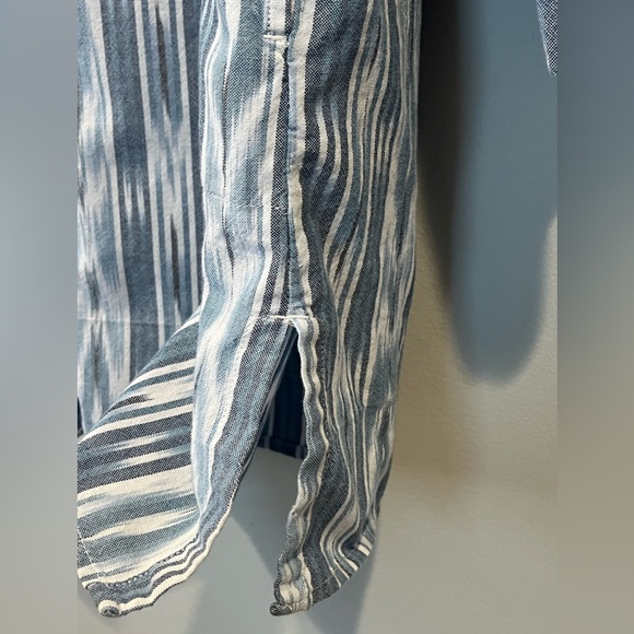 J. Jill Pure Jill Cotton Button Front Ikat Blue Tunic Top Size XL 3/4 Sleeve - Picture 5 of 15